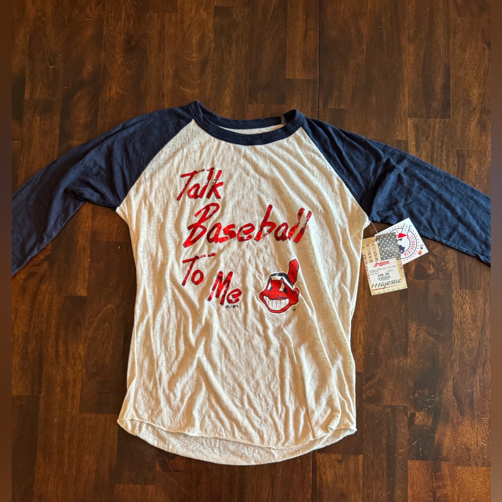 Vintage Cleveland Indians Chief Wahoo “Talk Baseball To Me” Womens’ shirt